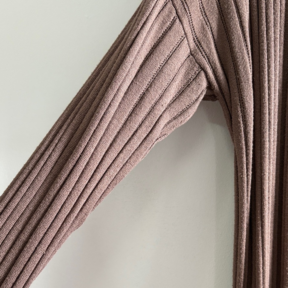 Pink Rose Taupe Ribbed Cardigan - Picture 3 of 6